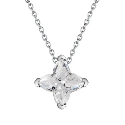 S925 Silver Cruciate Flower Star Cut Diamond Necklace - Elegant Pendant Jewelry