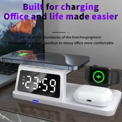 15W Multi-Function Wireless Charger with Clock & TWS Charging