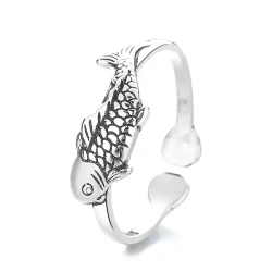 Vintage Koi Fish Adjustable Silver Ring