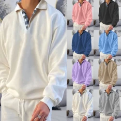 Long Sleeve V-neck Men's Lapel Loose Hoodie Men's Wear