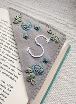 Personalized hand embroidered corner bookmark