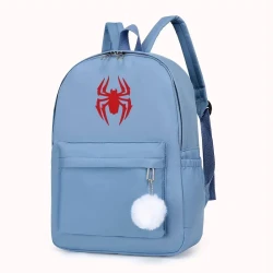 Stylish Red Spider Print Canvas Backpack - Lightweight & Durable School Travel Bag