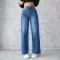 Fashion Straight Wide-leg Jeans Casual High-waist Non-elastic