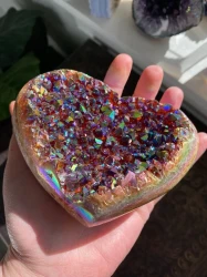 Angel Aura Heart Shaped Rainbow Crystal Cluster